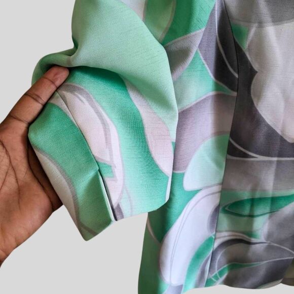 Alfred Dunner Blazer Women's Size 10 Green Gray Abstract Swing Jacket NWT Lined - Picture 11 of 11